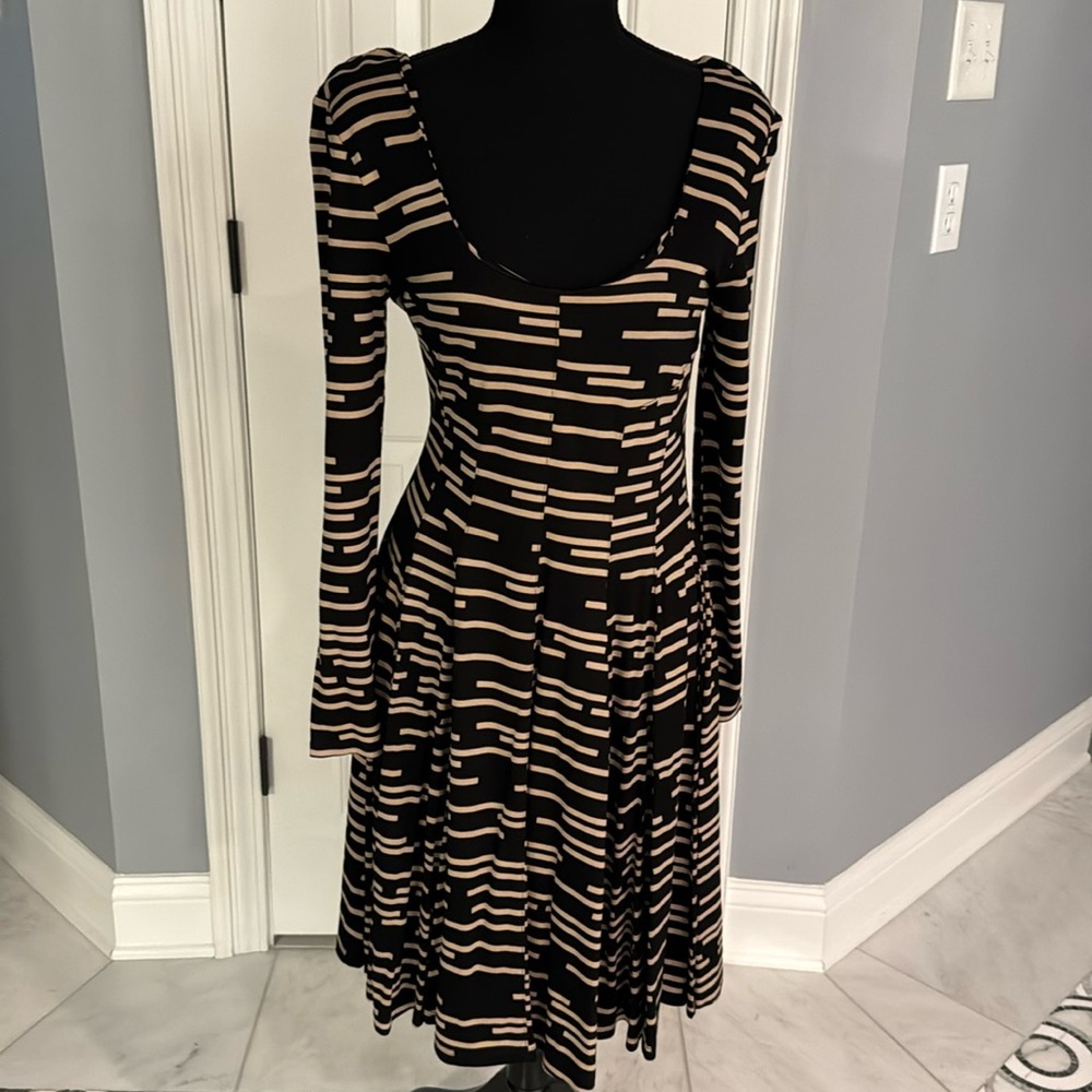 NWT Anthro HD in Paris Dress, M, black and tan